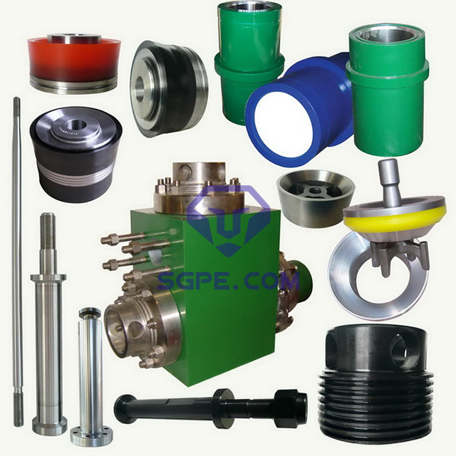 Mud pump spare parts including liners, pistons, valves, seats, fluid end parts and power end components for oilfield drilling pumps