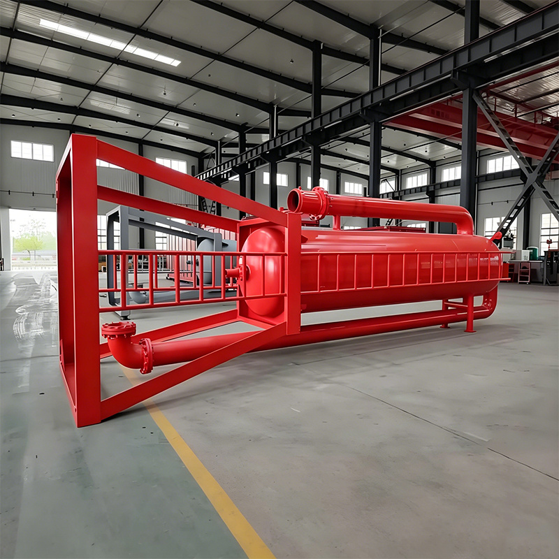 Drilling Mud Gas Separator connected to a choke manifold, gas vent line and mud return system for land, offshore, workover and well control operations.